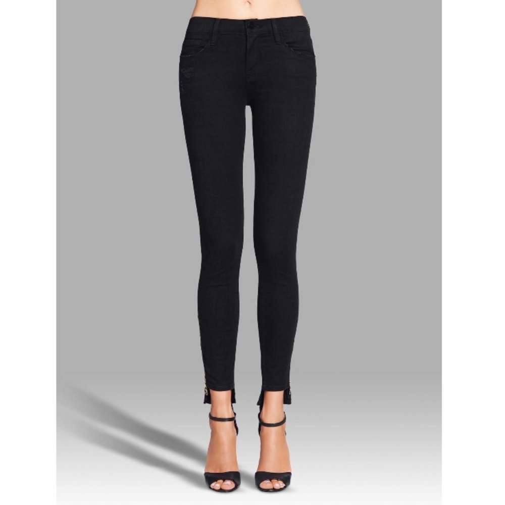 ✨NWT✨ Frame Denim Le Skinny De Jeanne Zip Black - Picture 2 of 4